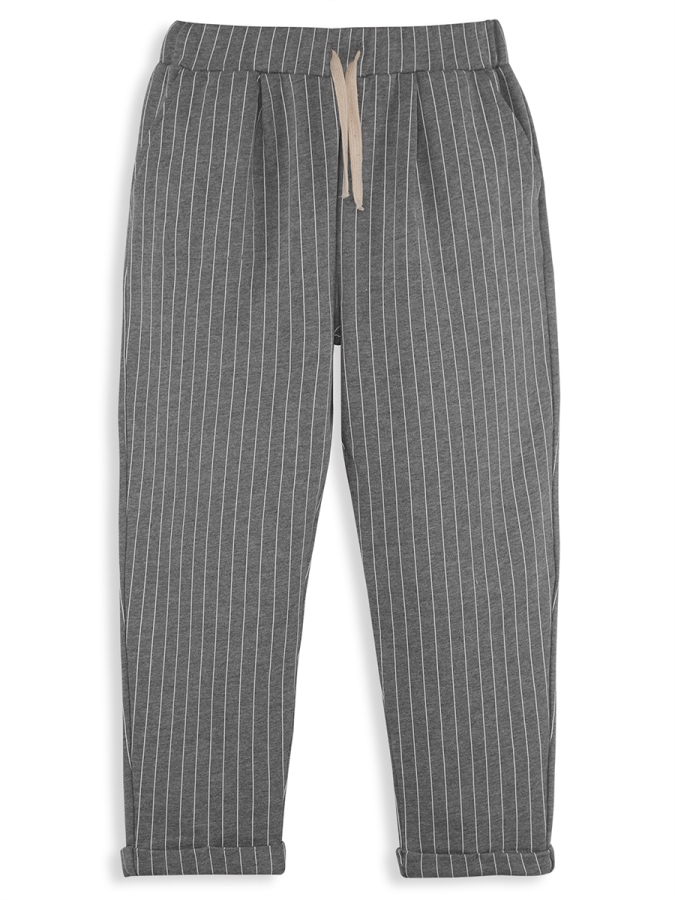 Erkek Çocuk Çizgili Gri Pantolon - 3