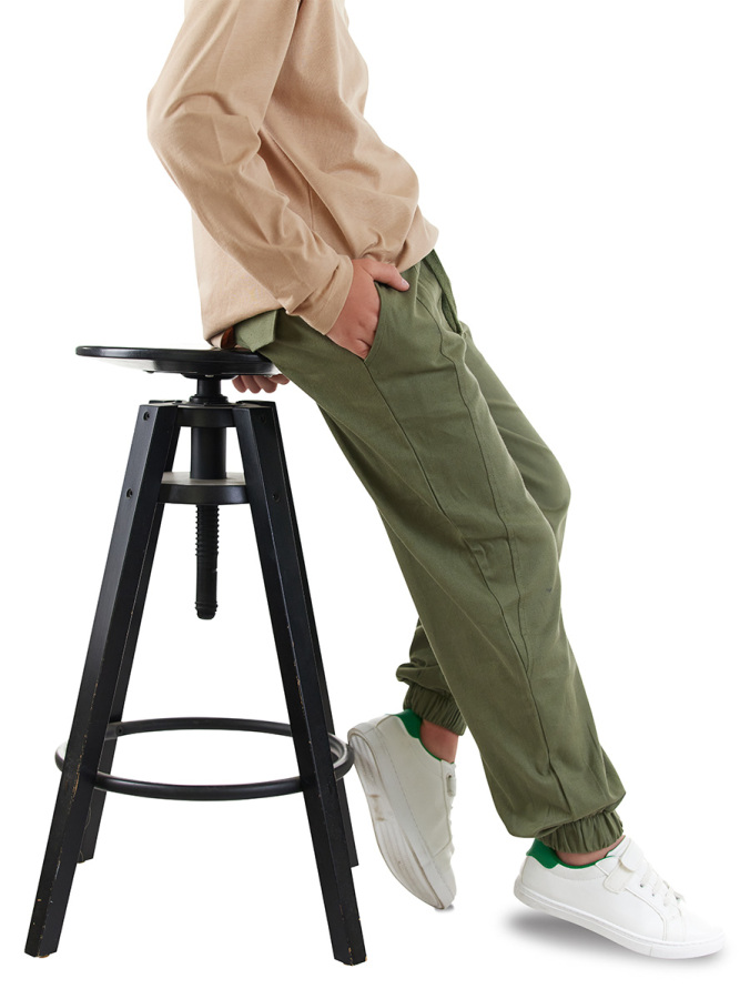 Erkek Çocuk Dikişli Haki Gabardin Pantolon - 1
