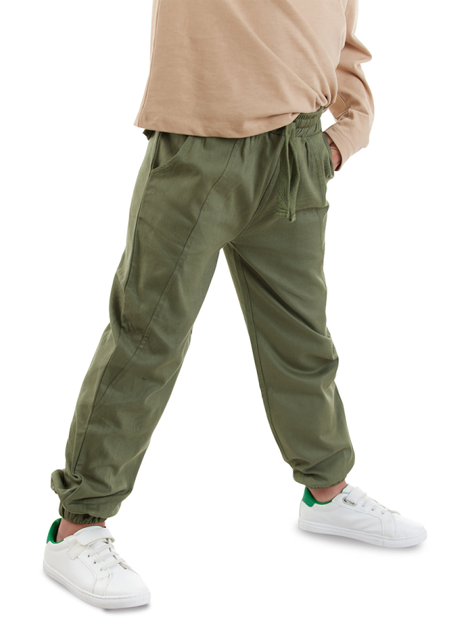 Erkek Çocuk Dikişli Haki Gabardin Pantolon - 5