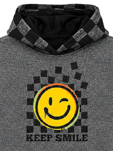 Erkek Çocuk Eşofman Takım Damalı Kalın Kapüşonlü Sweatshirt Eşofman Altı - 7