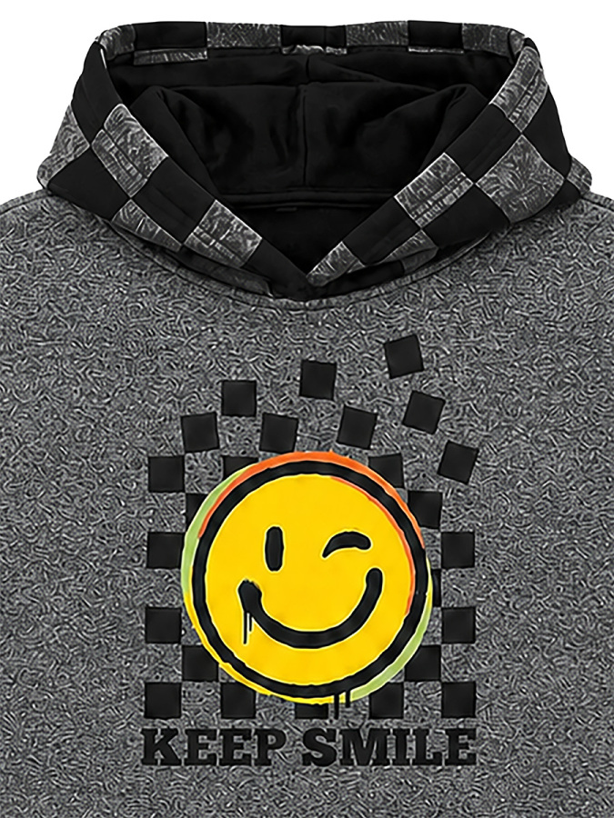 Erkek Çocuk Eşofman Takım Damalı Kalın Kapüşonlü Sweatshirt Eşofman Altı - 7