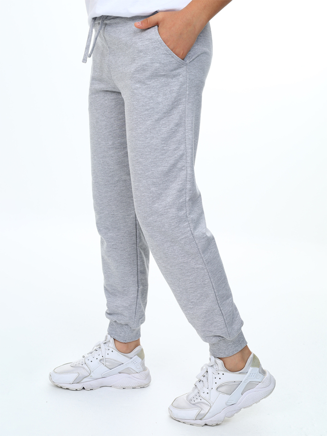 Unisex Kız Erkek Çocuk Gri Melanj Basic Eşofman Altı - 2