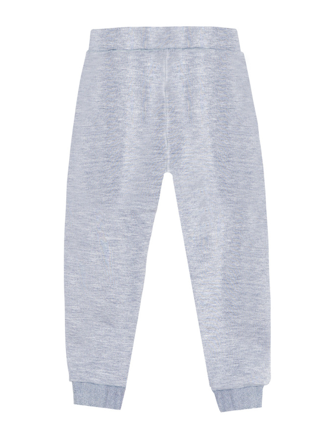 Unisex Kız Erkek Çocuk Gri Melanj Basic Eşofman Altı - 4