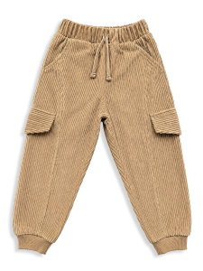 Erkek Çocuk Jogger Pantolon Cepli Fitilli Kadife %100 Pamuk Bej Kışlık (5-10 Yaş) - 4