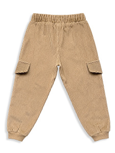 Erkek Çocuk Jogger Pantolon Cepli Fitilli Kadife %100 Pamuk Bej Kışlık (5-10 Yaş) - 5