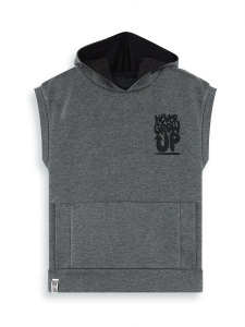 Erkek Çocuk Kapüşonlu Kolsuz Gri Sweatshirt - 3