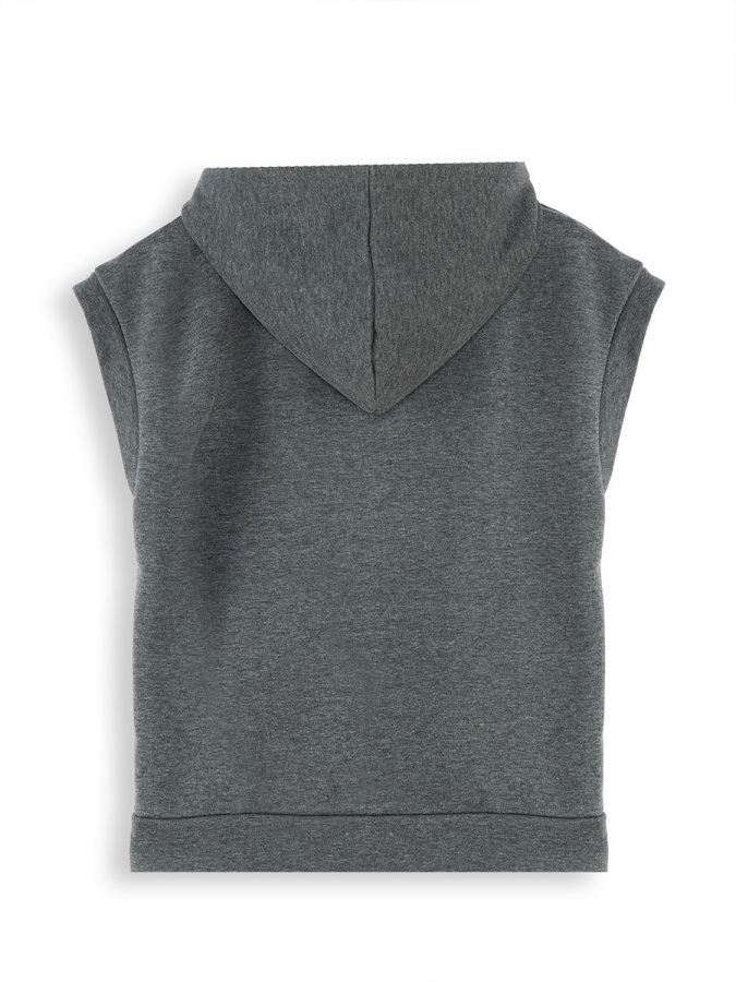 Erkek Çocuk Kapüşonlu Kolsuz Gri Sweatshirt - 4