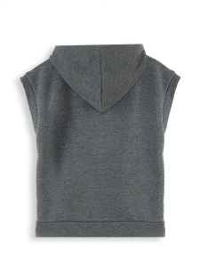 Erkek Çocuk Kapüşonlu Kolsuz Gri Sweatshirt - 4