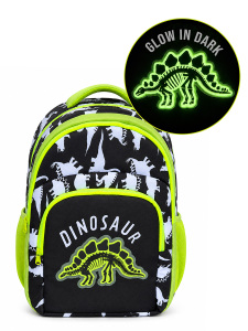 Erkek Çocuk Okul Çantası Dinozor Desenli Gece Parlar Su Geçirmez 3 Bölmeli - Denokids