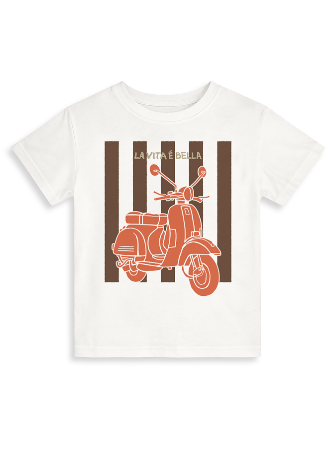 Erkek Çocuk Takım Motosiklet T-Shirt Ve Çizgili Keten Görünümlü Yazlık Pantolon - 6