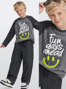 Erkek Çocuk Takım Oversize Tişört - Çizgili Denim Pantolon (5-11 Yaş) - Denokids