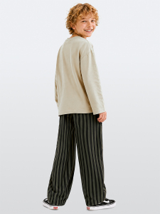 Erkek Çocuk Takım Oversize Tişört - Çizgili Dokuma Gabardin Pantolon (5-10 Yaş) - 2