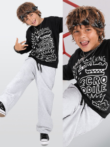 Erkek Çocuk Takım Timsah Baskılı T-shirt ve Kalın Eşofman Altı - Oversize (5-11 Yaş) - Denokids
