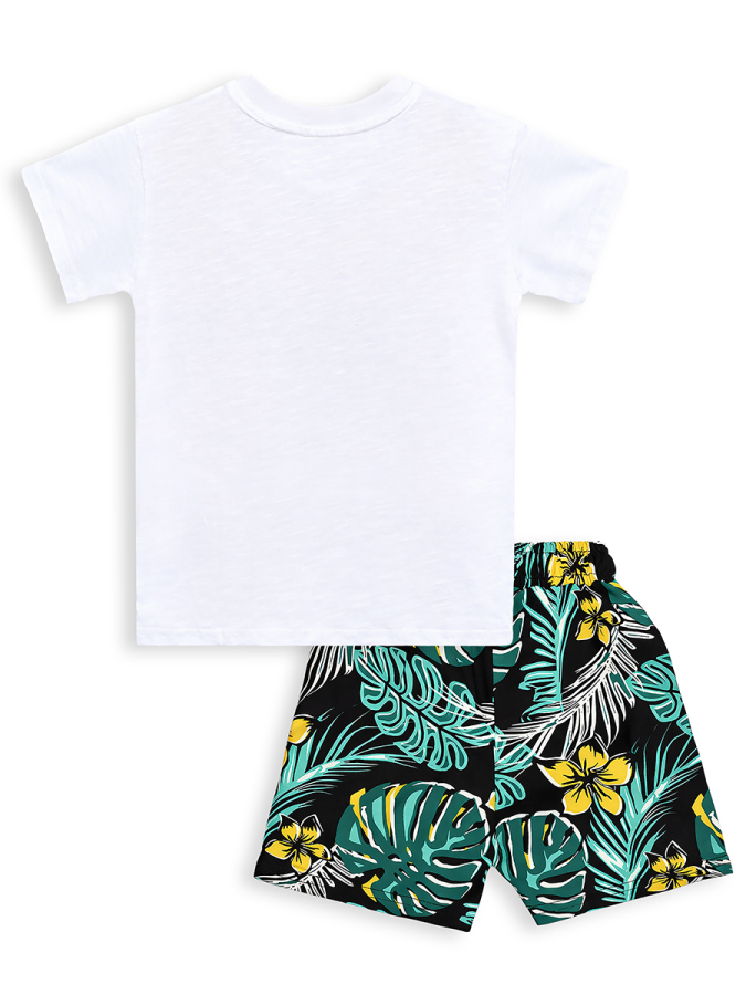 Erkek Çocuk Takım Timsah Hawaii Baskılı T-Shirt Şort İkili Takım Yazlık 2-8 Yaş - 5