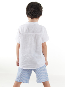 Erkek Çocuk Yarım Pat Gömlek Şort Takım - 2