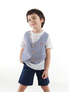 Erkek Çocuk Yelekli T-shirt Şort Takım - Midimod