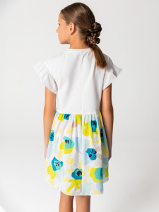 Eteği Çiçekli Yarım Kol Kız Çocuk Elbise - 2