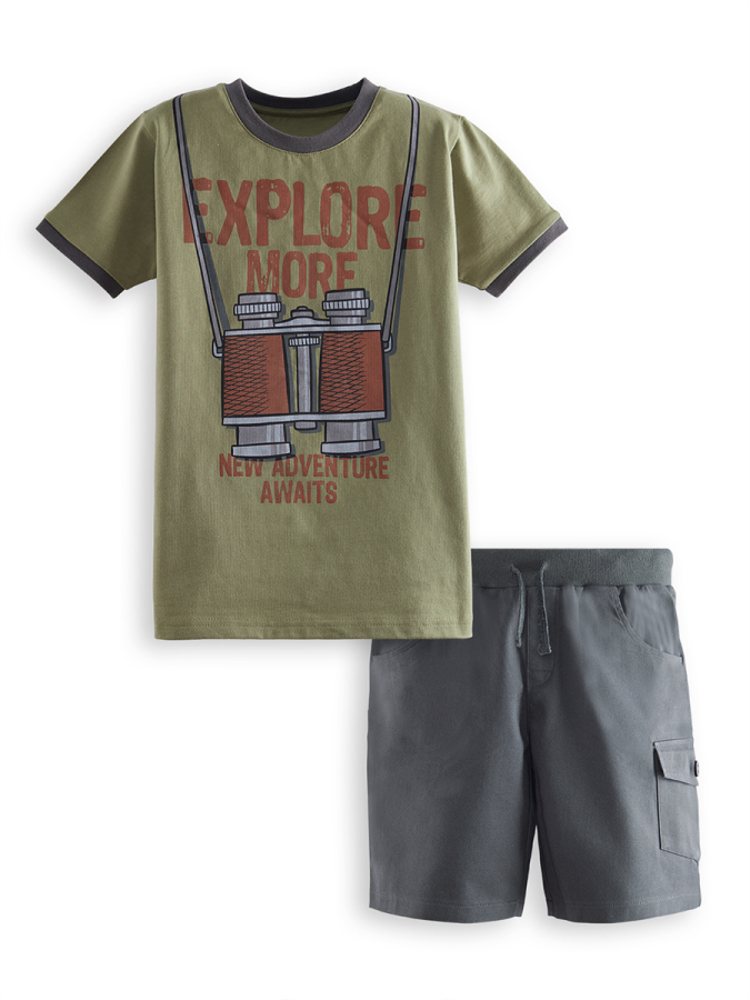 Explore Boy T-shirt&Gabardine Shorts Set - 3