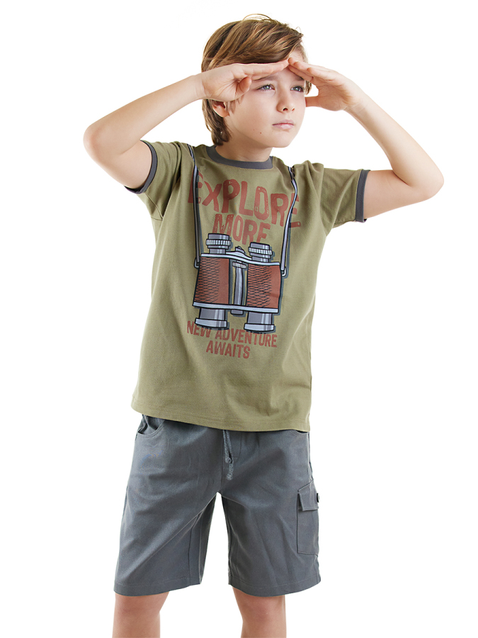 Explore Erkek Çocuk T-shirt Gabardin Şort Takım - 1