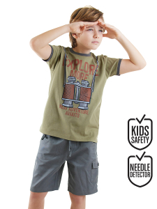 Explore Erkek Çocuk T-shirt Gabardin Şort Takım - Denokids
