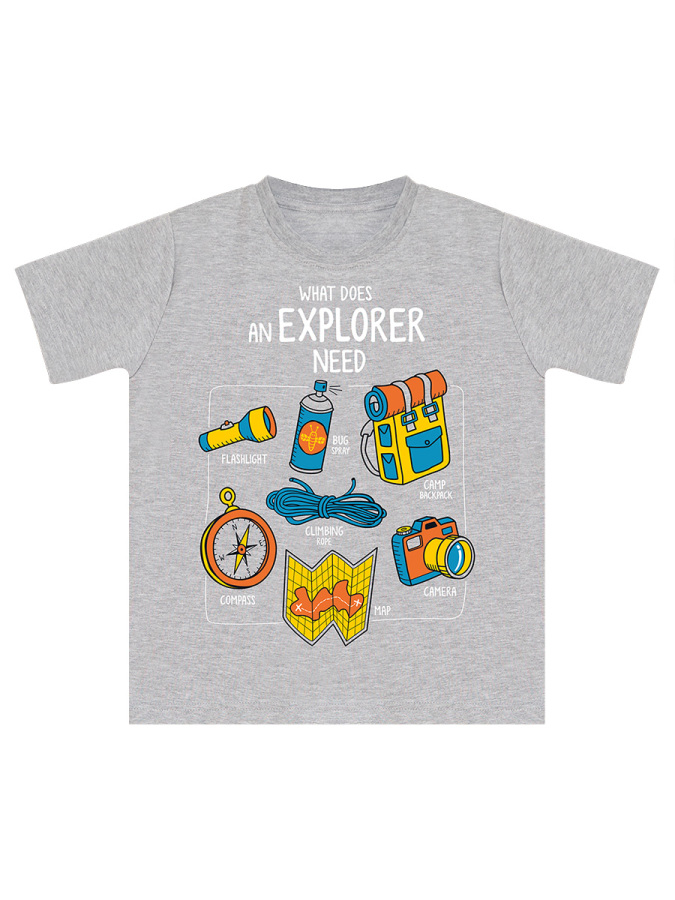 Explorer Kamp Temalı Erkek Çocuk Yazlık T-shirt Kargo Cepli Şort Takım - 5