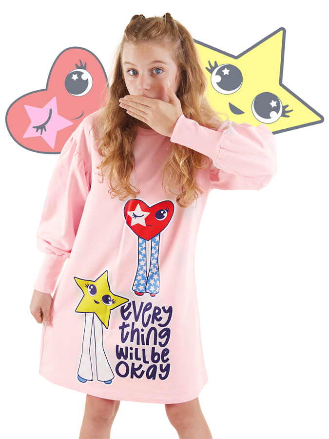 Fancy Heart Girl Pink Dress - 1