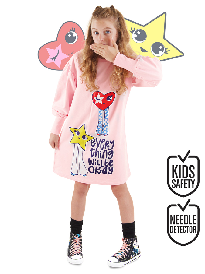 Fancy Heart Girl Pink Dress - 1