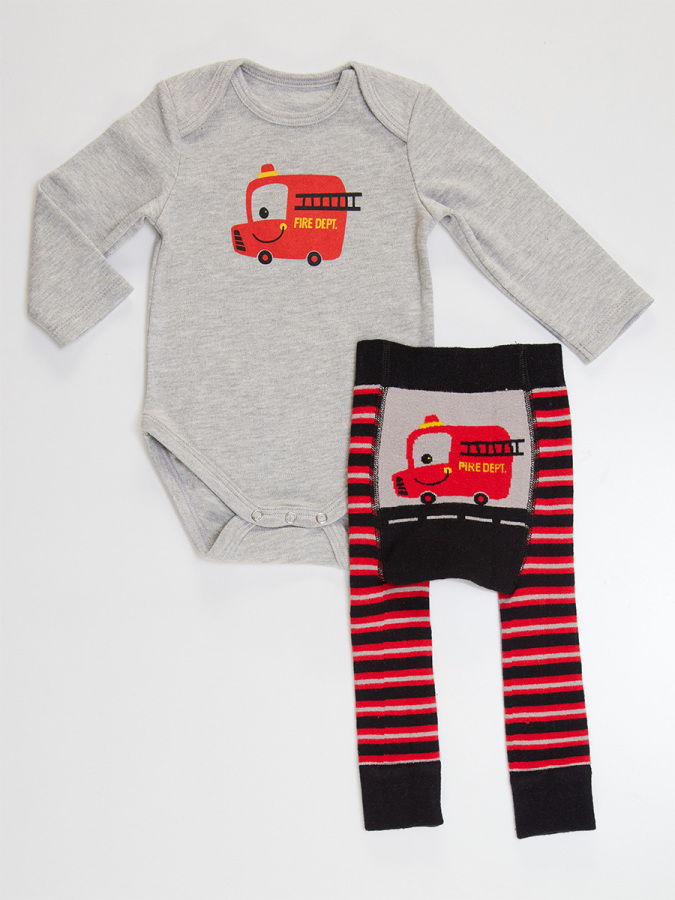 Fire Truck Baby Boy Leggings+Bodysuit Set - 5