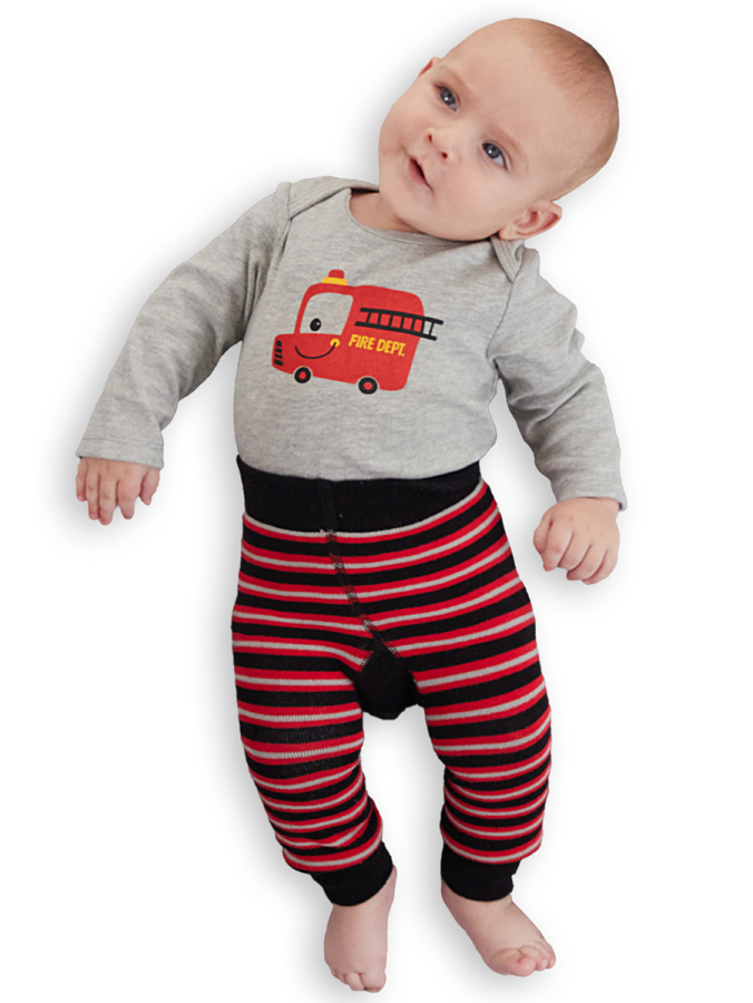 Fire Truck Baby Boy Leggings+Bodysuit Set - 2
