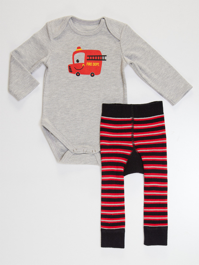 Fire Truck Baby Boy Leggings+Bodysuit Set - 4