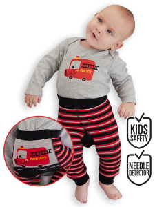 Fire Truck Baby Boy Leggings+Bodysuit Set - Denokids