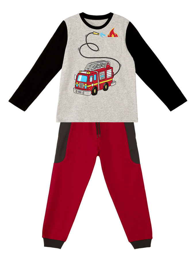 Fire Truck Boy T-shirt&Pants Set - 4