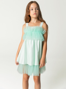 Fırfır Göğüs Detaylı Askılı Kız Çocuk Elbise - SheShe