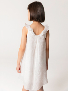 Fırfırlı Beyaz Kolsuz Kız Çocuk Elbise - 2