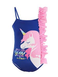 Fırfırlı Unicorn Kız Çocuk Mayo - Denokids