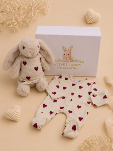 First Love Kız Bebek Tulum ve Elbiseli Tavşan Seti - Velvet Bunny