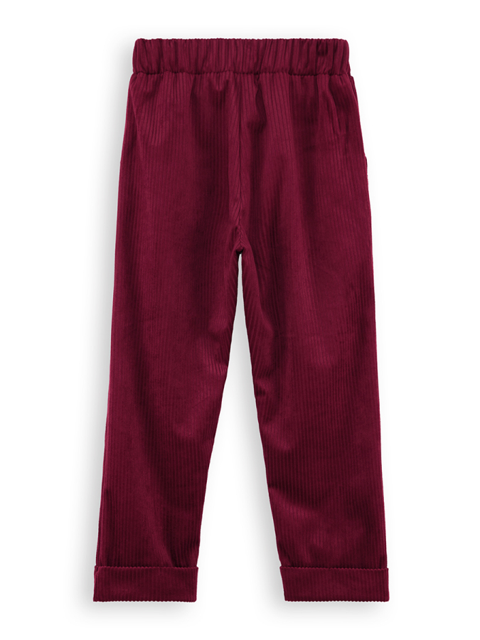 Erkek Çocuk Kadife Bordo Beli Lastikli Pantolon 3-10 Yaş - 4