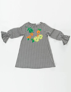 Floral Ekose Kız Çocuk Çiçekli Elbise - 3
