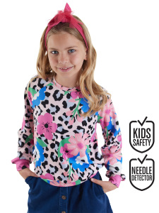 Floral Leopard Girl Sweatshirt - Denokids