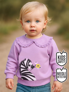 Flower Zebra Baby Girl Lilac Sweatshirt - Denokids