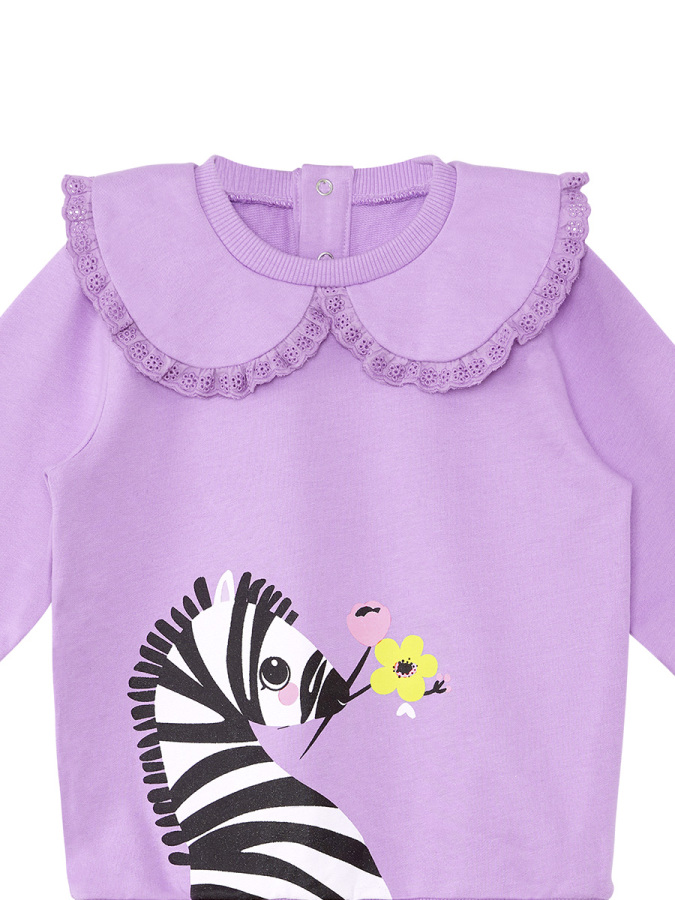 Flower Zebra Baby Girl Lilac Sweatshirt - 5