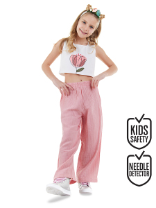 Flowers Girl Crop Top&Muslin Pants Set - Denokids