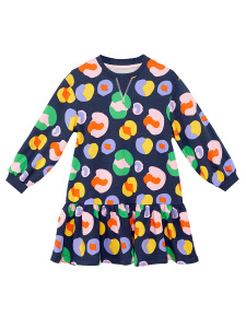 Flowers Girl Navy Blue Dress - 3