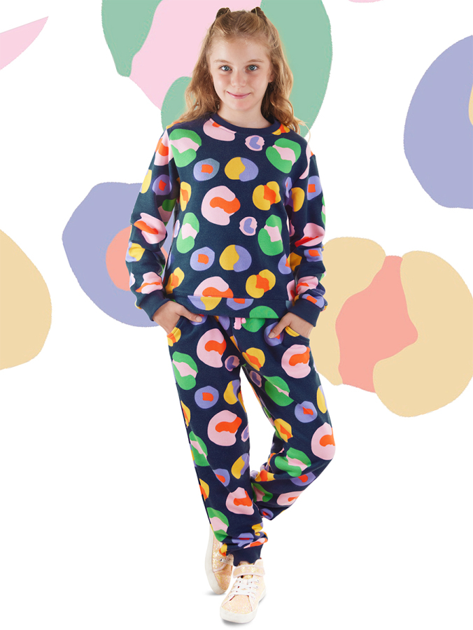 Flowers Girl Navy Blue Tracksuit - 1