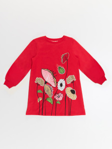 Flowers Girl Red Dress - 3