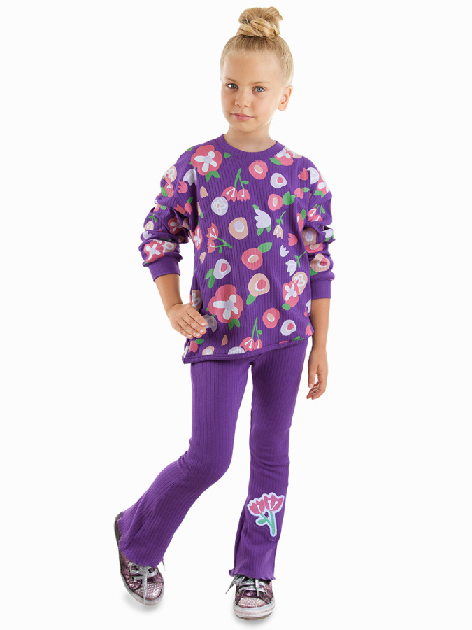 Flowers Girl T-shirt Tight Leggings - 1