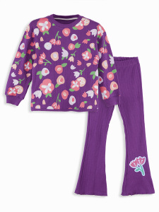 Flowers Girl T-shirt Tight Leggings - 3
