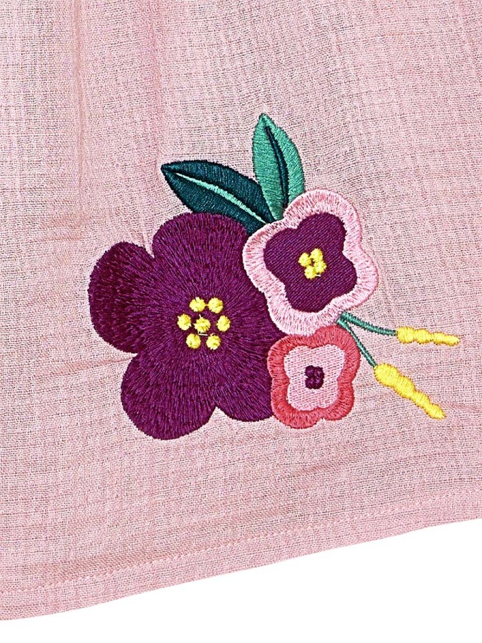 Flowers Muslin Girl Pink Dress - 6