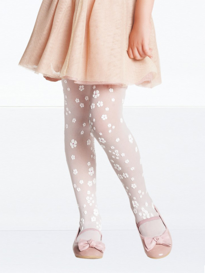 Flowers White Tights Stockings - 1