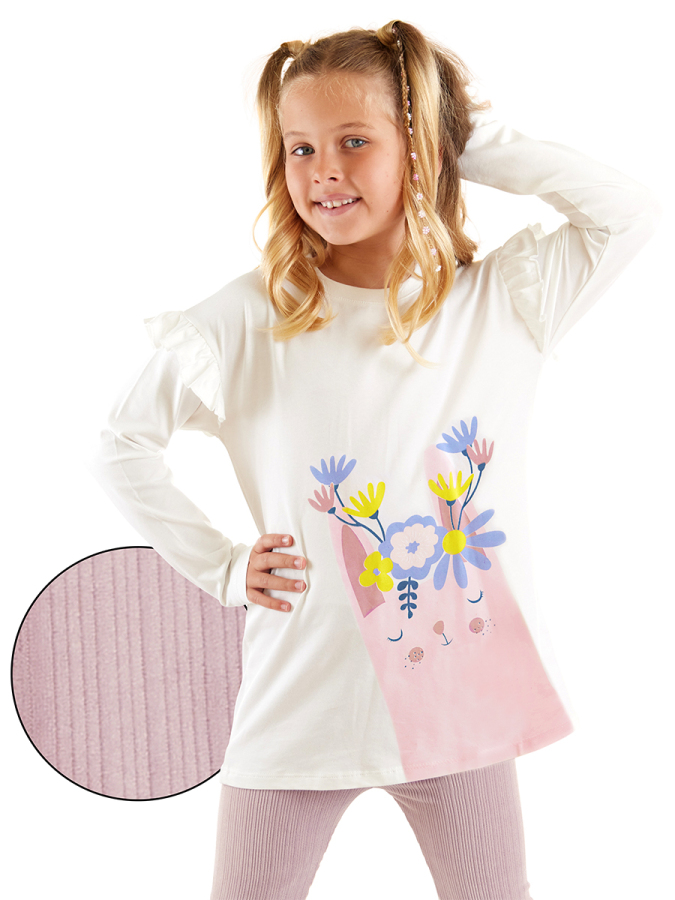 Flowery Bunny Girl T-shirt&Leggings Set - 1